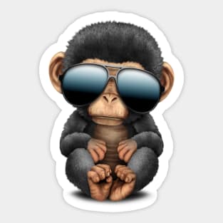 Cute Baby Chimp Wearing Sunglasses Sticker